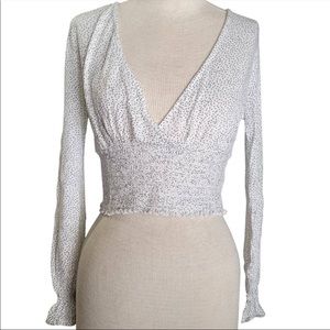 Urban Outfitters spotted Long Sleeve V Neck Crop Top Size S P